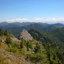 View east toward the Cascade crest on the way back down
