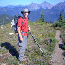 W7TAO starting the downclimb - Northeast ridge trail Cowap Peak