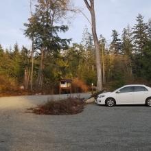 Main parking area on the West side of Camano Ridge Preserve