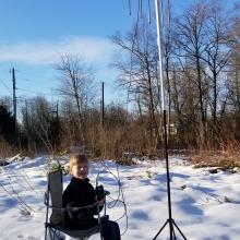 Entrance to boat launch during snowy Feb 2019... son is next to Elk antenna