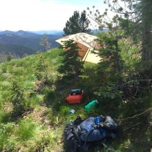 Summit setup Castle Rock & Bare Cone LO Montana in distance